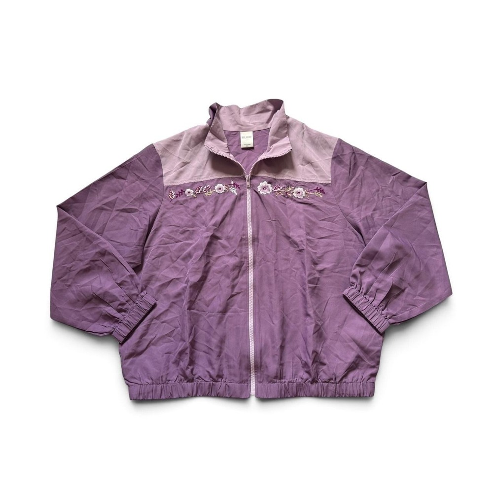 Blair Purple Colorblock Floral Embroidered Windbreaker Jacket Womens PL‎